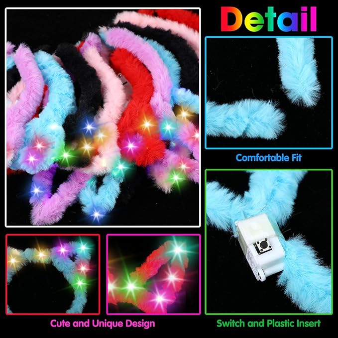 Honoson Light Up Glasses LED Cats Headband Rabbit Headband for Adults Party Favor Packs