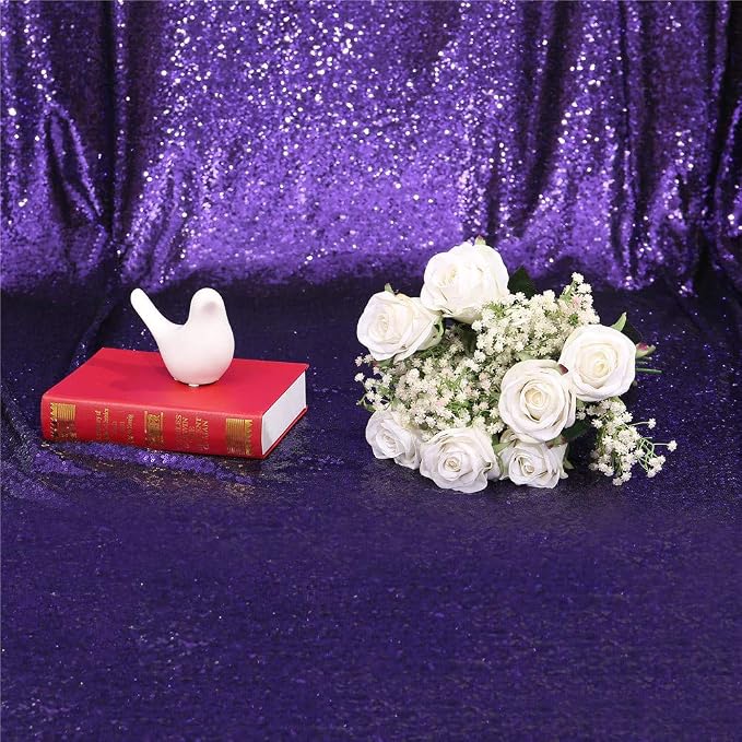 Eternal Beauty Purple Sequin Backdrop, 7x7 Ft Glitter Background Curtains for Shimmer Photography Party Wedding Birthday Back Drop Decor