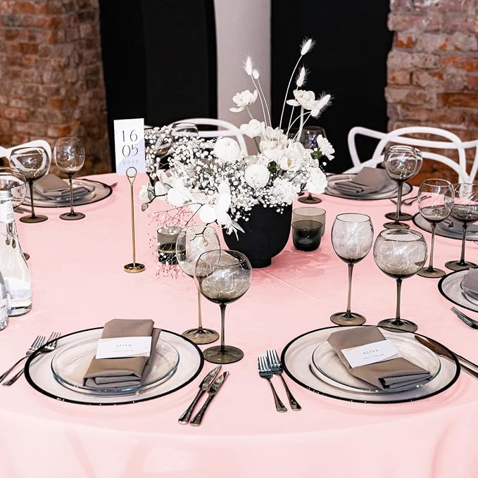 YMHPRIDE 6 Pack Round Tablecloths - Pink, 90 Inch Polyester Round Table Cloth, Washable Fabric Table Covers for Wedding, Party, Dining, Banquet