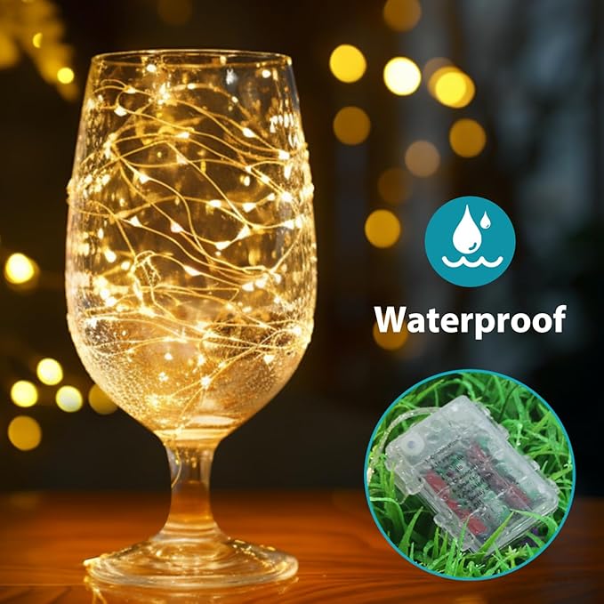 8 Pack Fairy Lights Battery Operated with Remote, Each 39Ft 120LED Battery Powered String Lights with Timer, 8 Modes Waterproof Twinkle Christmas Lights for Bedroom Party Indoor Mason, Warm White