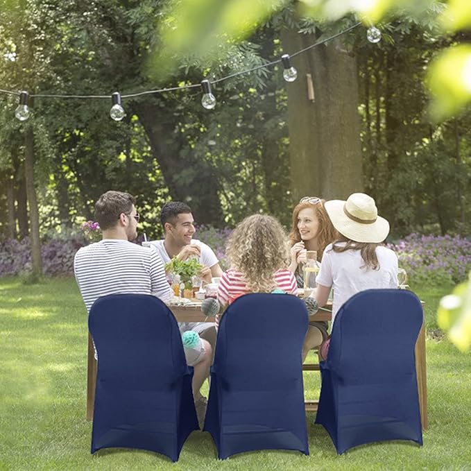 Babenest Spandex Folding Chair Covers Upgraded 10 PCS Universal Stretch Washable Fitted Chair Slipcovers Protector for Wedding, Holidays, Banquet, Party, Celebration (Navy Blue)