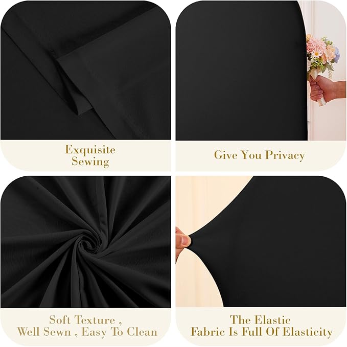 Black Arch Cover 7.2 and 6ft Black Arch Backdrop Cover Set of 2 Spandex Wedding Arch Stand Covers for Birthday Party Baby Shower Bridal Shower Wedding Ceremony Banquet Photo Background Decorations