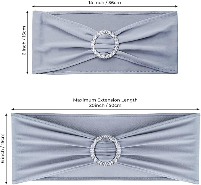 Spandex Chair Sashes Bows - Babenest 50PCS Premium Stretch Chair Cover Band with Buckle Slider Universal Elastic Chair Ties for Wedding Party Ceremony Reception Banquet Decoration (Grey)