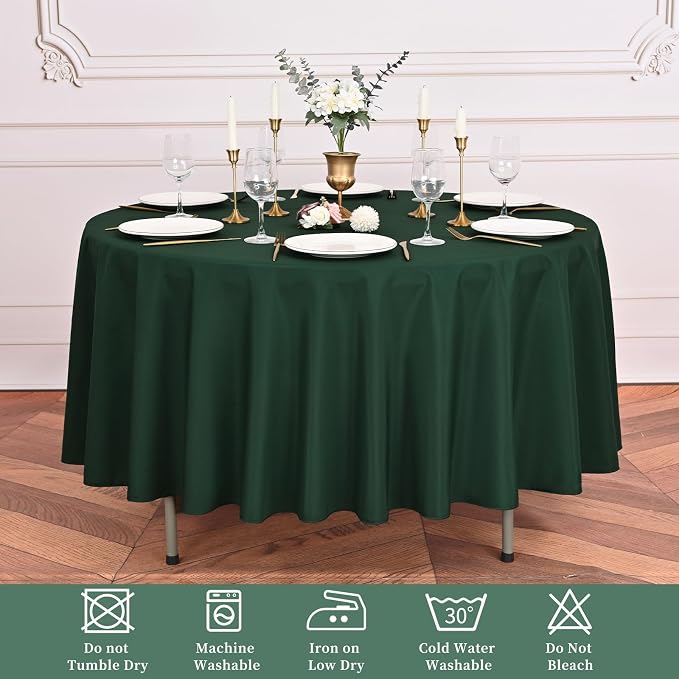 Pesonlook 12 Pack Round Tablecloth Hunter Green Polyester 90 Inch Washable Fabric Round Table Cover Hunter Green Tablecloth for Wedding/Party/Banquet/Dining/Buffet Table