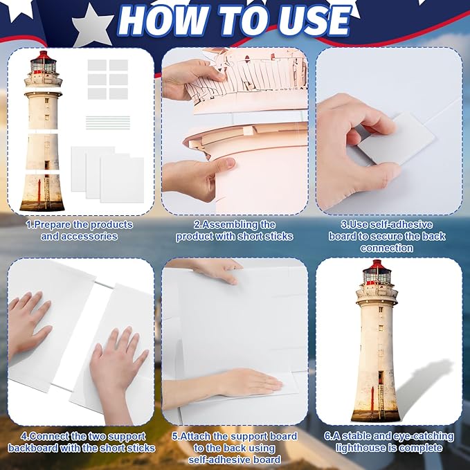 5.6 Ft Lighthouse Cardboard Cutout Life Size Coastal Nautical Standee Lighthouse Stand Up Backdrop Props for Beach Theme Party Events Photo Booth Classroom Indoor Outdoor Decoration