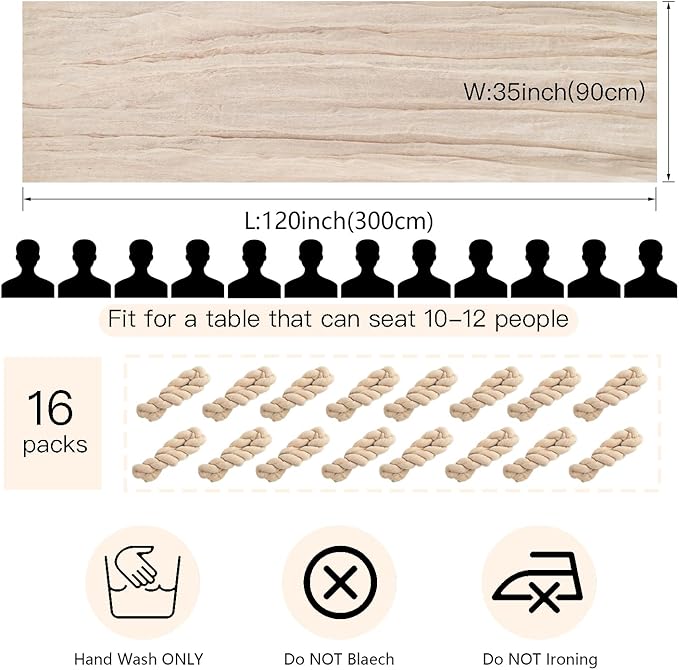 16 Pack Beige Cheesecloth Table Runner 35x120 Inch Boho Gauze Cheese Cloth Table Runners, 10 FT Long Rustic Sheer Table Runners for Wedding Bridal Baby Shower Birthday Party Table Decorations