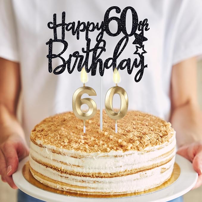 60th Birthday Gifts for Men, 60th Birthday Decorations for Men, Party Decor Supplies including King Crown & Sash & Banner & Balloons & Cake Topper & Candles