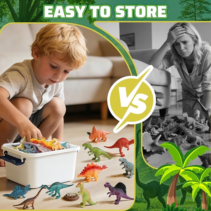 34PCS Dinosaur Toys for Kids 3-5 with Storage Box,Realistic Dinosaur Figures for Kids 3-5 Years Old,Birthday Gift for Boys Girls