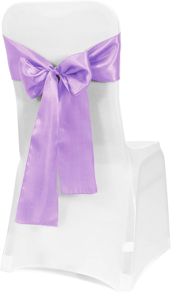 Obstal 10 PCS Satin Chair Sashes Bows for Wedding Reception- Universal Chair Cover Back Tie Supplies for Banquet, Party, Hotel Event Decorations