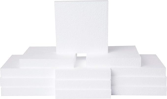 Silverlake 6x6x1 Craft Foam Squares for Styrofoam Board Projects (12-Pack)