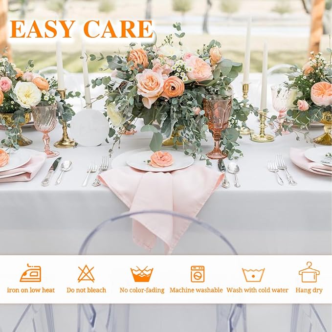 WIGENIUS 6 Pack White Table Cloth Rectangle Tablecloths 60X126 Inch,Polyester Table Cloth for 8 Foot Rectangle Tables,Wrinkle Resistant Washable Fabric Table Covers for Party,Wedding Banquet