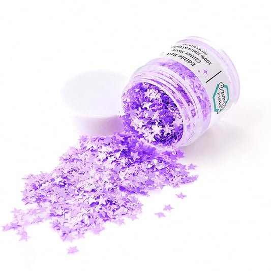 Dye-Free Edible Glitter Stars - Vegan, Gluten-Free & Non-Toxic | Perfect for Cakes, Cupcakes, Drinks & Desserts by Simply Sucré (Purple, 2 Grams)