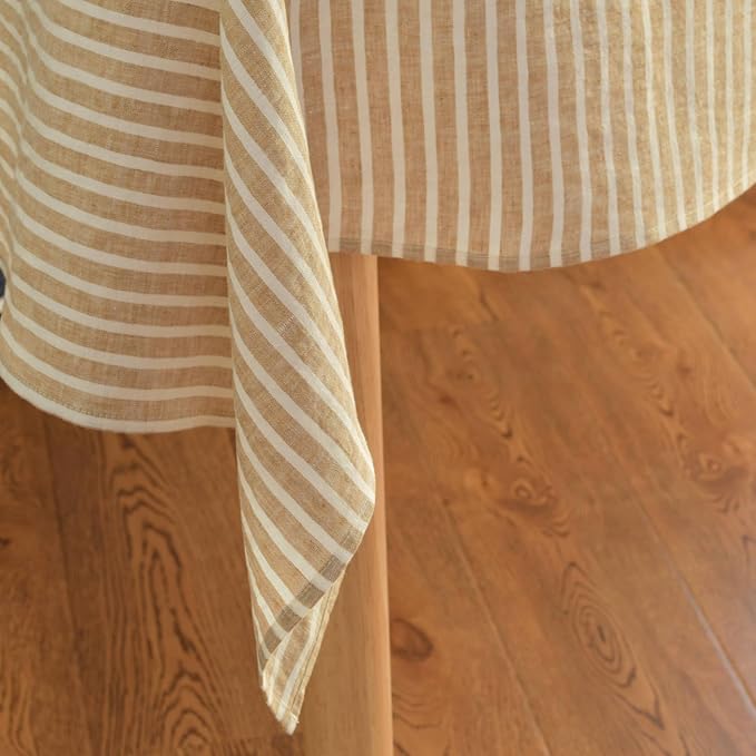 55x90 Inch Light Brown and White Table Cloth for Wedding, Party, Easter,Thanksgiving, Christmas Indoor,Outdoor Machine Washable