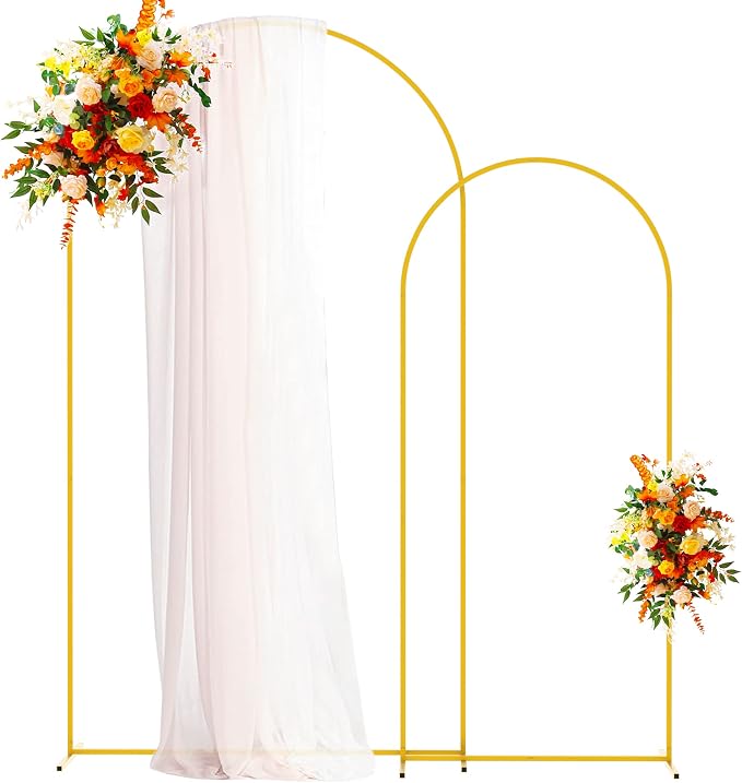 Putros Arch Backdrop Stand, 7.2ft & 6ft, Metal Wedding Arch Stand, Gold, Set of 2, Arched Background Frame for Birthday Party, Baby Shower, Graduation, Photography Decoration