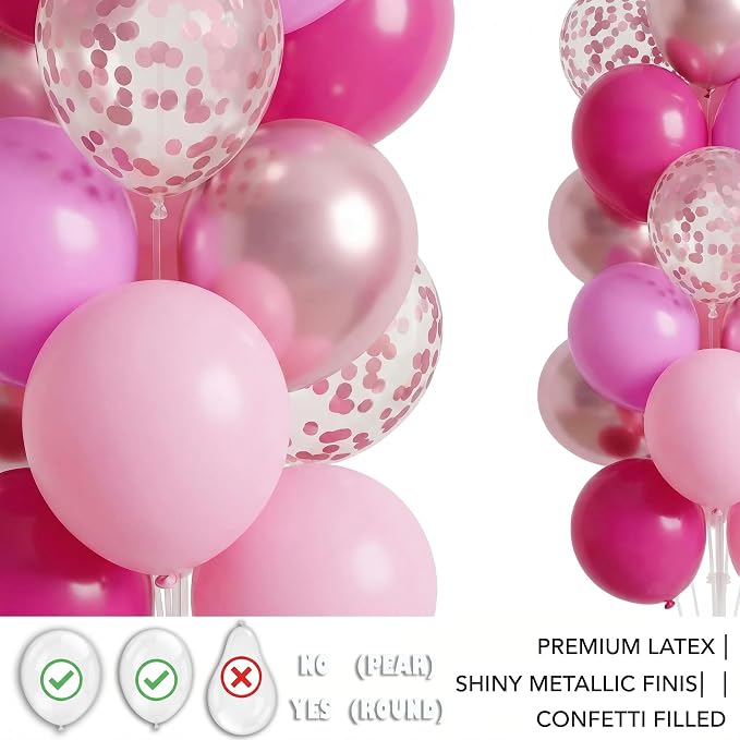 Balloon Column Kit Set of 2 With Balloons Included - Balloon Tower with Stand, Base, and Pole,Backdrop Decoration for Wedding, Baby Shower, Birthday Party (3xMetallic Light Pink)