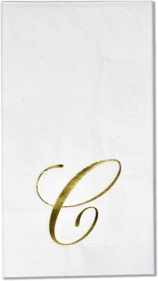 C Monogram Guest Napkins 100 Pack Initial Letter Personalized Napkins Paper Disposable Bathroom Towels Wedding Party Table Decor Supplies
