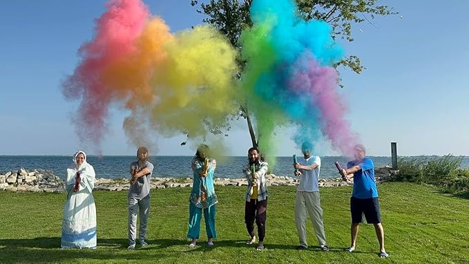 Purple Powder Cannons Smoke Bombs Biodegradable Poppers | 2 Pack | Launch 25 ft Far | 12 inch | Decorations For Photoshoots, Gender Reveal, Celebrations, Festivals, and Parties | TUR Party Supplies