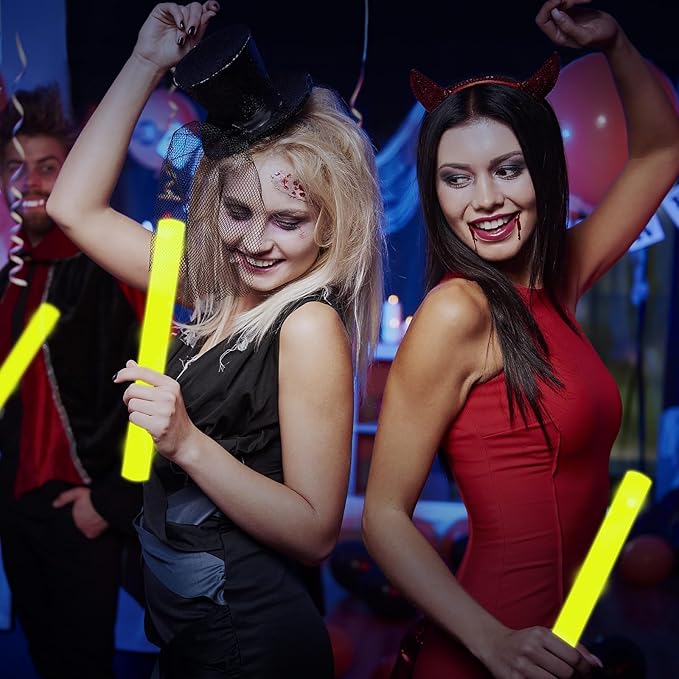 60Pack LED Glow Foam Sticks Bulk,Light Up Glow Sticks with 3 Flashing Modes,Yellow Glow Wands Party Pack,Glow In The Dark Party Supplies for Valentines Day,July 4th, Wedding,Birthday,Concert