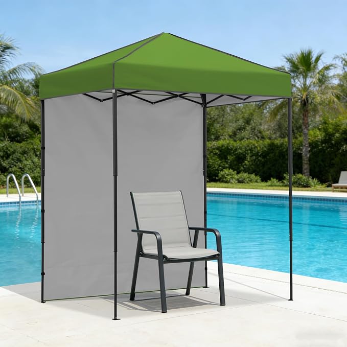6x4 Pop Up Canopy Tent with One Wall Panel, Instant Portable Beach Canopy, Outdoor Tent with Carry Bag for Camping, Sports, Tailgating, Events, Grass Green