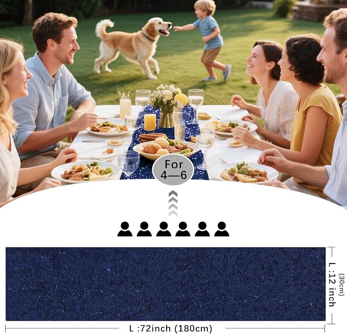 10 Packs 12 x 72 inches Navy Sequin Table Runner, Glitter Runner for Birthday Party Supplies Wedding Holiday Celebration Baby Shower Engagement Anniversary Decor