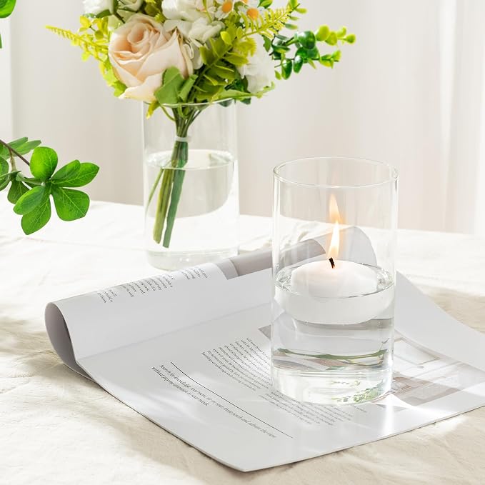 12pcs Glass Cylinder Vases for Centerpieces - 6 Inch Tall Flower Vase for Wedding Decorations, Clear Glass Flower Vases Floating Candle Holder for Table Centerpiece Wedding Home Décor