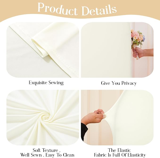 Ivory Arch Cover 7.2FT 6FT Wedding Arch Backdrop Covers Set of 2 Spandex Fitted Metal Arch Stand Covers for Birthday Baby Shower Party Decor Girls Bridal Banquet Photo Booth Balloon Arch Background