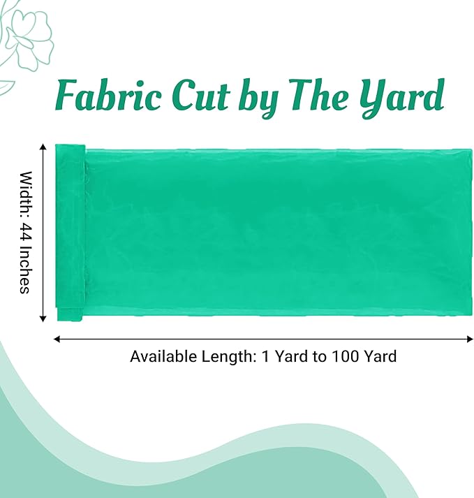 MDS Pack of 70 Yard Sheer Organza Fabric for Wedding Party Home Event Banquet Decorations, Backdrop Curtain Craft Dress Sewing Fashion DIY Crystal Organza Tulle Fabric Bolt 44” Wide - Mint