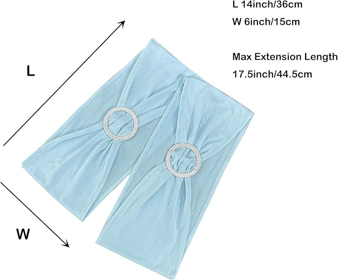 Spandex Chair Sashes Bands 50PCS Stretch Chair Ties Bows with Buckle Slider for Wedding Party Banquet Decoration (Baby Blue)…