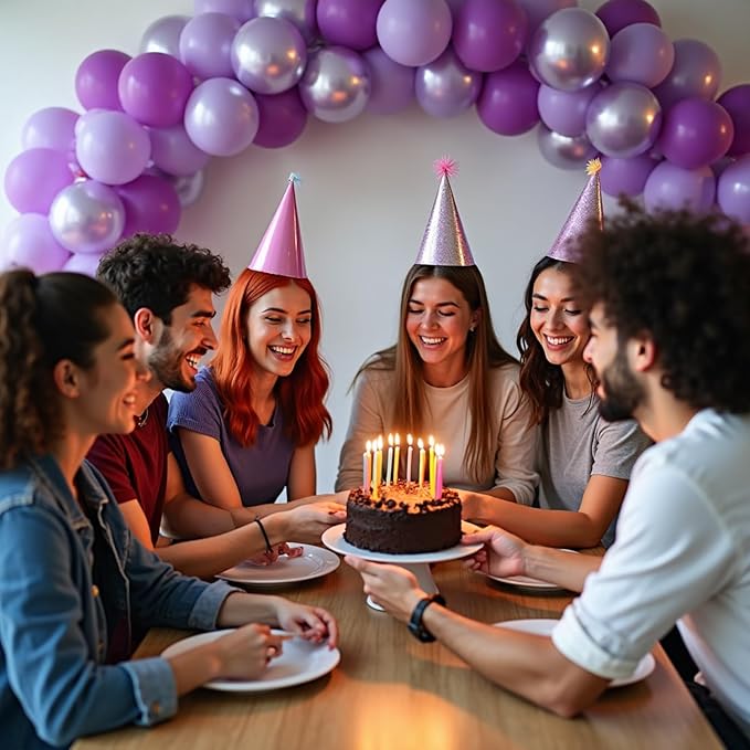 412Pcs Purple Balloon Garland Arch Kit,18 12 10 5 Inch Different Size Lavender Latex Metallic Silver Balloons for Butterfly Birthday Girls Women Wedding Birthday Baby Shower Party Decorations