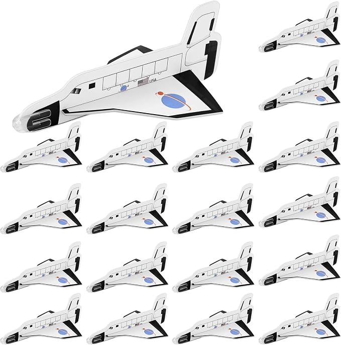 Lewtemi Set of 36 Gliders, Space Shuttle Toys Plane Flying Toys for Boys and Girls, Foam Airplane Glider for Outer Space Party Favors, Birthday Party Indoor and Outdoor
