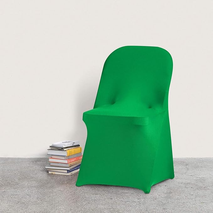 Peomeise Stretch Spandex Folding Chair Cover for Wedding Party Dining Banquet Event (Emerald,12pcs)