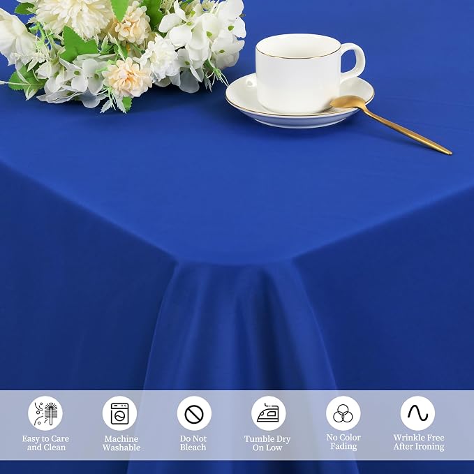12 Pack Polyester Tablecloth -60 x 126 Inch Royal Blue Table Cloth for 8 Feet Rectangle Tables, Stain and Wrinkle Resistant Washable Fabric Table Cover for Wedding Party Banquet Restaurant Kitchen