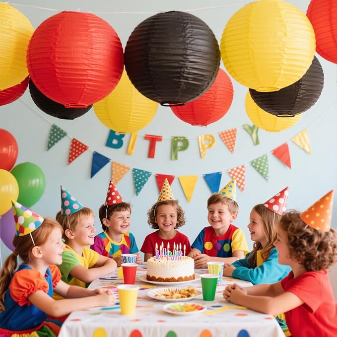 Red -Yellow and Black Paper Lanterns 12Pcs Hanging Lanterns for Birthday Party, Wedding, Home Decor, Baby Shower Festive Decoration