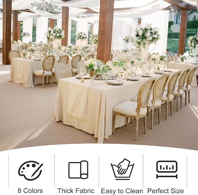 4 Pack Rectangle Tablecloth for 6 Foot Tables Washable Polyester Table Cover for Wedding Dining Table Parties Banquet（60x102 Champagne）