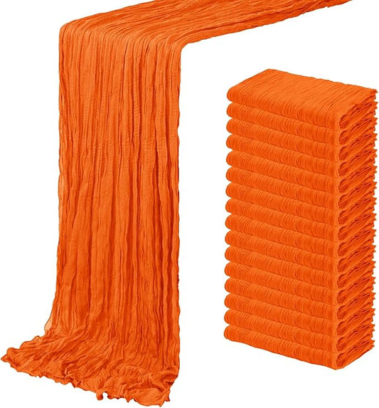 16 Pack Orange Cheesecloth Table Runner 20 x 120 inch Gauze Table Runners 10 FT Long,Semi Sheer Cheese Cloth Fabric Table Runner Bulk for Wedding,Party,Baby Shower,Bridal Shower Decoration