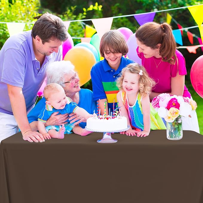 YMHPRIDE 6 Pack Brown Tablecloth 60 x102 inch Polyester Table Cloth for 6 Foot Rectangle Tables, Stain and Wrinkle Resistant Washable Fabric Polyester Table Covers for Wedding Party Banquet