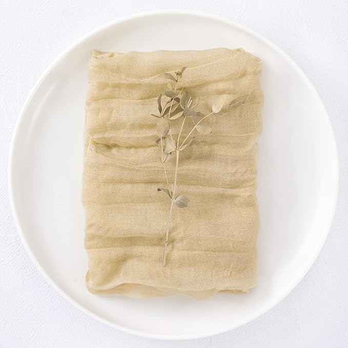 DeZerlor 30 Pack Champagne Cheesecloth Napkins Christmas Cloth Napkins Set of 30 Champagne Holiday Dinner Napkins Bulk 21x21 Inches for Wedding Bridal Shower Baby Shower Xmas Parties