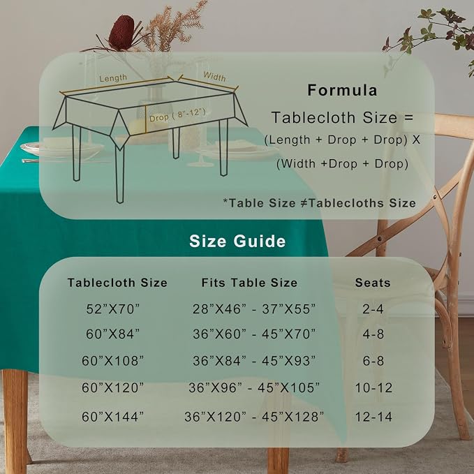 TOSMO 100% French Linen Rectangle Tablecloth, 144LX60W Prewashed Natural Linen Table Cloth for Farmhouse Dining, Buffet Parties, Picnic, Events, Weddings & Restaurants