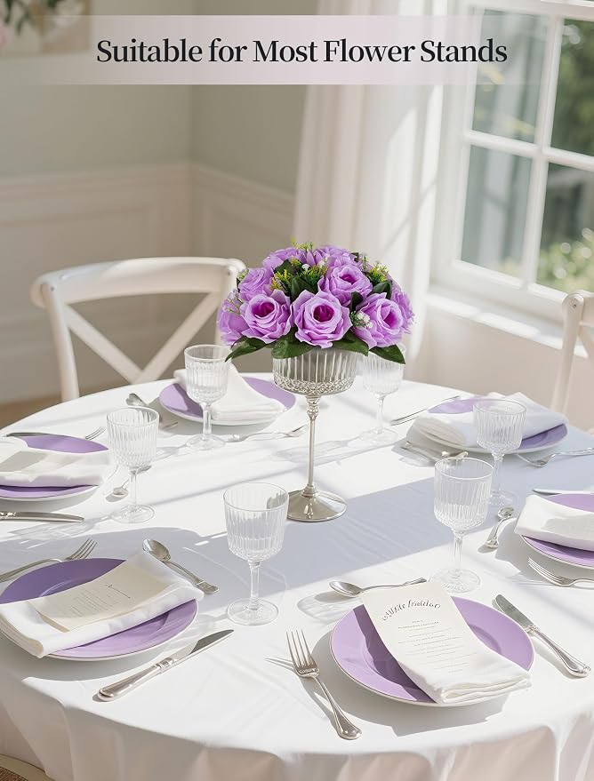 BLOSMON Flower Balls Wedding Rose Centerpieces: 10 Pcs Lilac Fake Flowers Lilac Kissing Balls Decor Lilac Artificial Floral Arrangements Flower Bouquet of Roses Home Party Table DIY Decorations