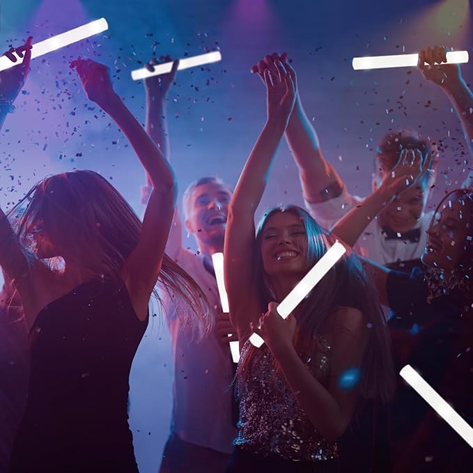 60Pack LED Glow Foam Sticks Bulk,Light Up Glow Sticks with 3 Flashing Modes, White Glow Wands Party Pack,Glow In The Dark Party Supplies for Valentines Day,July 4th, Wedding,Birthday,Concert