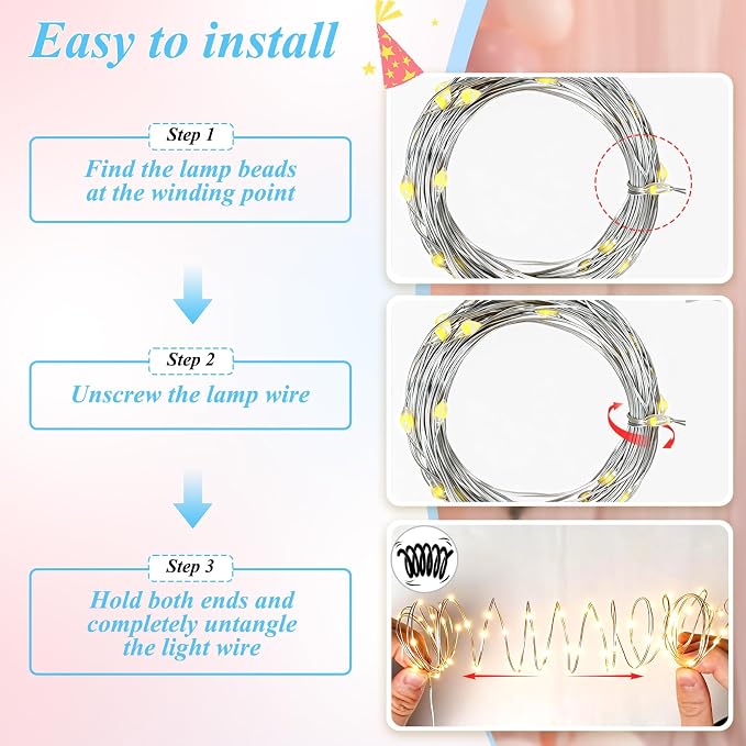 Ledido 2 Pack 10×10ft Pink Blue Tulle Backdrop Curtain with Light String - 600LED Fairy Light Sheer Curtain Backdrop for Gender Reveal Baby Shower Photo Shoot Birthday Party Decoration(4 Panel 5×10ft)