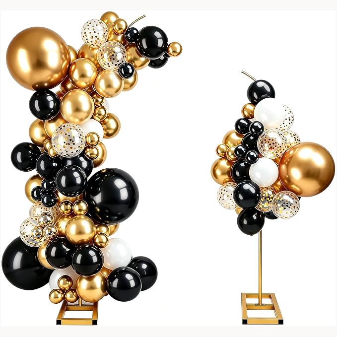 Metal Half Arch Balloon Stand, 7.9FT&6.7FT Wedding Arch Frames with Base | Flower Arch for Birthday Party, Anniversary Graduation Ceremony Wedding (Gold)