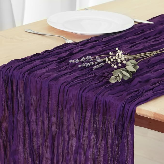 8 Pack Purple Cheesecloth Table Runner 120 Inch 10FT Gauze Cheese Cloth for Birthday Party, Banquet, Theme Party, Wedding Decoration