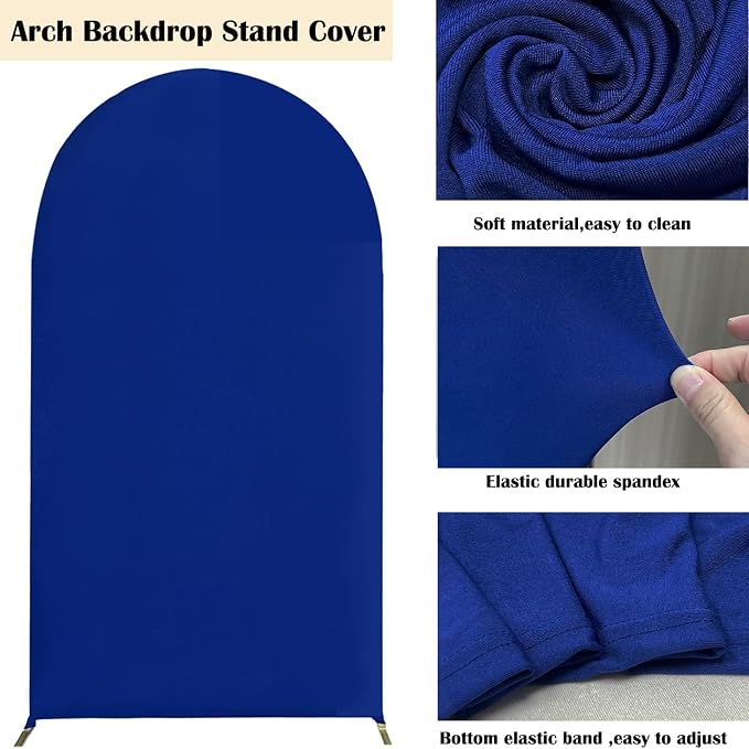 HAINARverS Wedding Arch Cover 7.2FT Spandex Fitted Stretchy Arch Stand Covers,2 Sided Round Top Chiara Backdrop Cover for Birthday Party Ceremony Banquet Baby Shower Arch Decoration(Royal Blue)