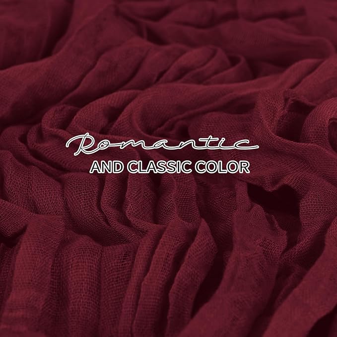 24 Pack Cheesecloth Table Runner 20 x 120 inch Cheese Cloth Table Runner Bulk,Romantic Boho Sheer Gauze Fabric Table Runners for Wedding Reception,Party,Bridal Shower Table Decor(Burgundy)