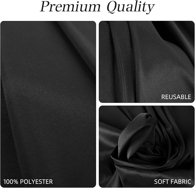 WIGENIUS 2 Pack Black Table Cloth Rectangle Tablecloths 60X84 Inch,Polyester Table Cloth for 5 Foot Rectangle Tables,Wrinkle Resistant Washable Fabric Table Covers for Party,Wedding Banquet
