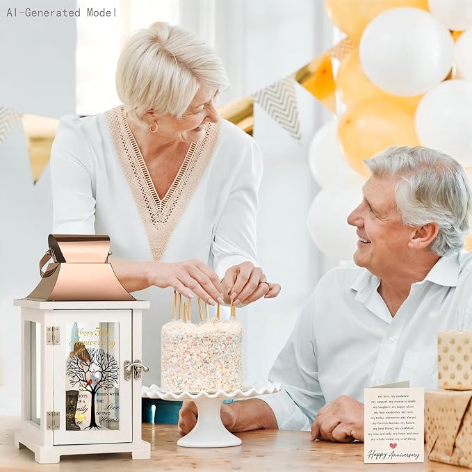 50th Wedding Anniversary Gifts Lantern with Couple Hand-Painted Figure, 50 Year Anniversary Gifts for Men, Women, Couple, Parents, Valentine’s Day