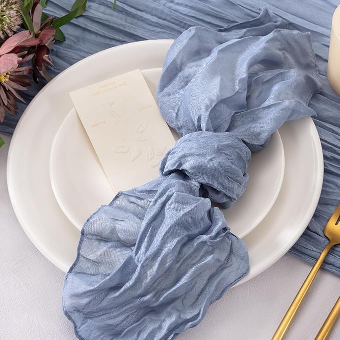 50 Pack Dusty Blue Cheesecloth Napkins Cloth Spring Summer Cloth Napkins Washable Set of 50 Bulk 21x21 Inches for Wedding Baby Bridal Shower Birthday Dinner Party Table Decor