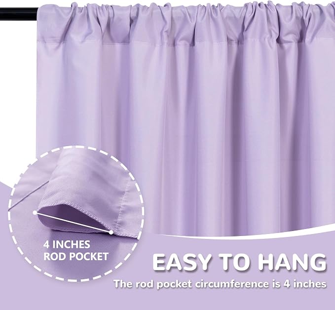 MEETSKY 10ft x 8ft Purple Backdrop Valentine's Day Birthday Backdrop Curtains Wedding Photo Background Rod Pocket Backdrops Drapes Party Decoration Girls Baby Shower Photoshoot,5ft x 8ft,2 Panels