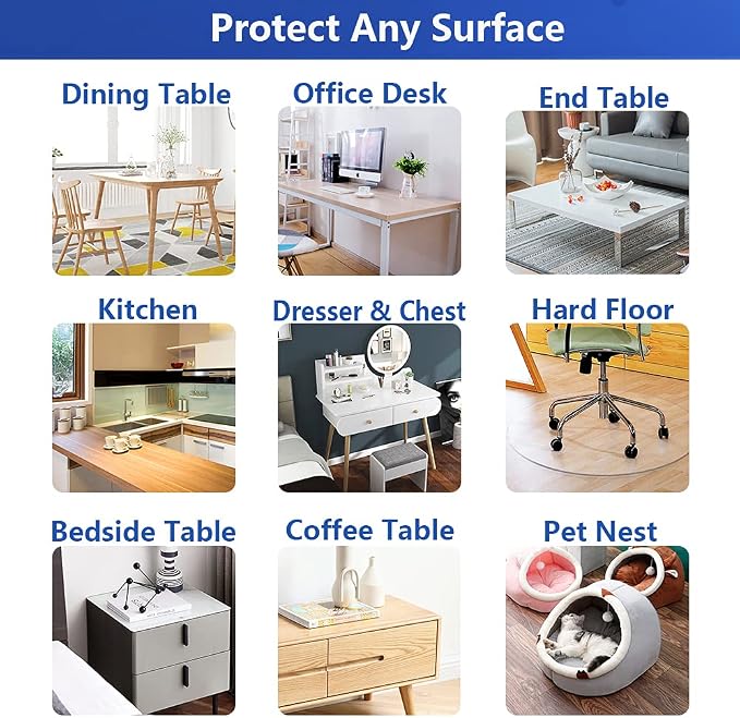 Clear Vinyl Table Cover Protector Desk Protector Mat Plastic Mat Thicken Crystal Dining Room Table Pad Tablecloth for Children Painting Coffee Living Room Bedside Table Easy to Clean 20x46 inch